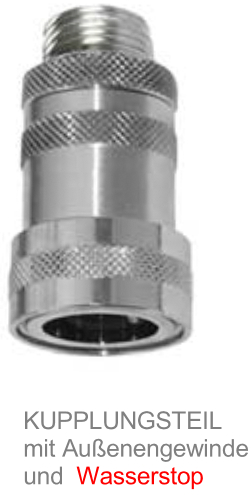 *NITO Kupplungsteil mit Wasserstop 1/2"AG, Messing verchromt *Vorabsperrung erforderlich, WSK dürfen nicht permanent unter Druck stehen