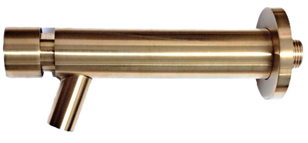 *Selbstschluss Wand-Auslaufventil 1/2"AG Ms Brushed Gold , A=185mm, ca.15s@3bar *Achtung Pflegehinweise beachten!