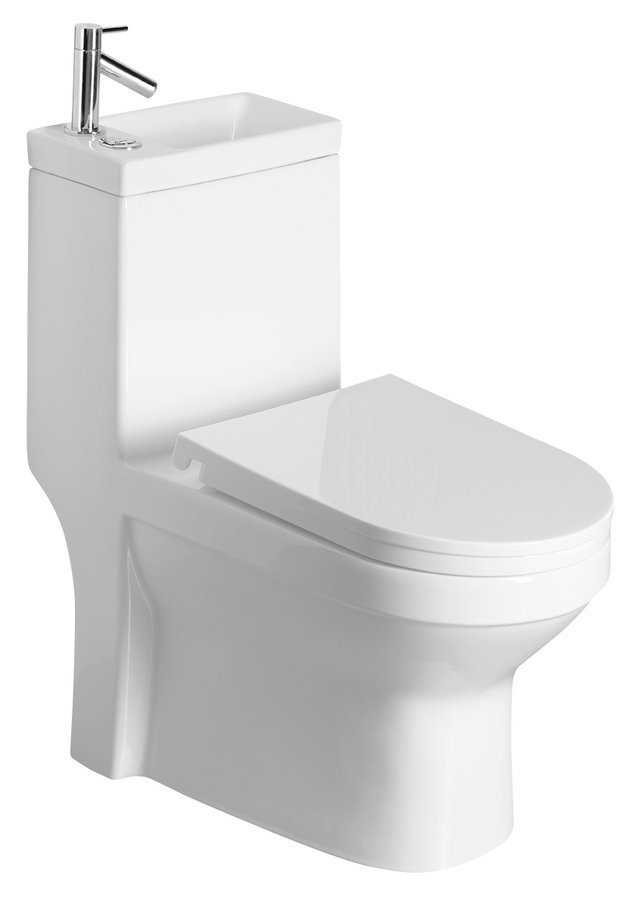 HYGIE WC-Kombi. m. integ. WT, weiß f.KW+WW, WC-Sitz-soft-close, oh.Armatur 5xFlex.Schlauch, 2xEckv., WC-Anschl.