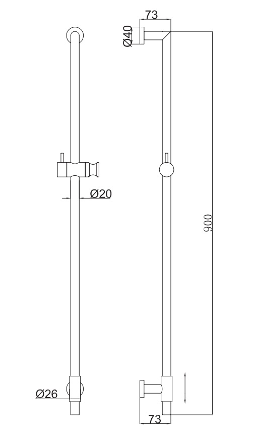 *Brausegarnitur "DESIGN R90", komplett Ms SCHWARZ-MATT, variable Befestigung *ACHTUNG beigepackte Pflegehinweise beachten