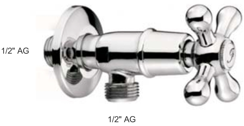 *KLASSIK Absperrventil 1/2"AGx1/2"AG, bronze *ACHTUNG beigepackte Pflegehinweise beachten