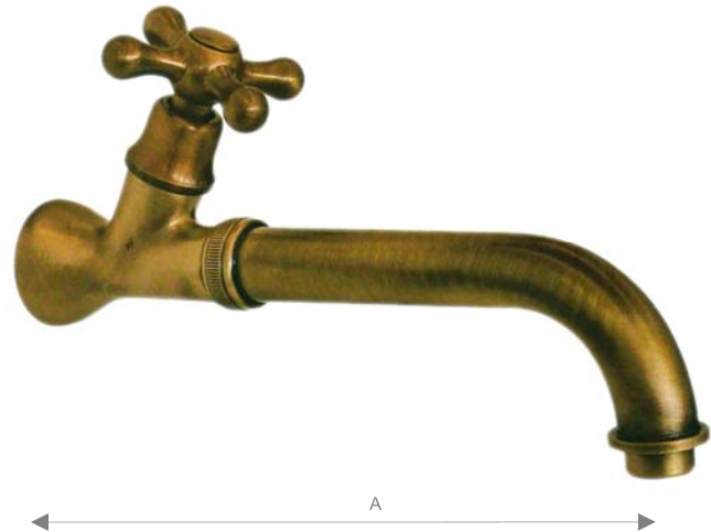 *Wasserhahn m. Kreuzgriff "Classico" 1/2"AG, L=24cm, Ms bronziert *Achtung Pflegehinweise beachten!