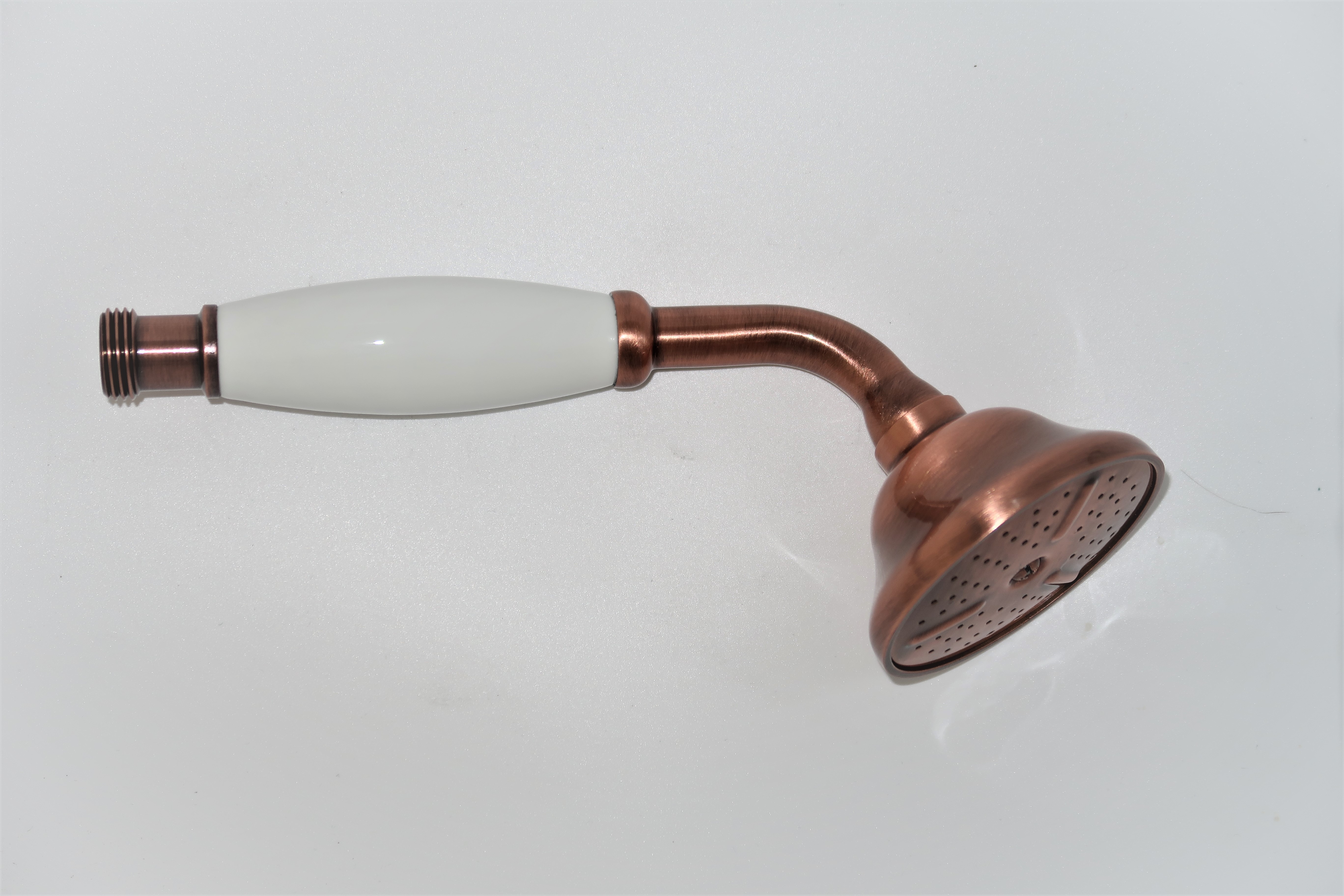 *KLASSIK Handbrause Retro "Nr.1" 1/2"AG, Messing kupfer, Gr. Porzellan *ACHTUNG beigepackte Pflegehinweise beachten