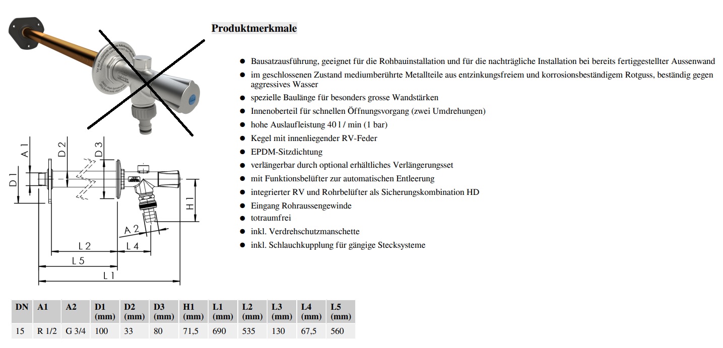 *Kemper Frosti Plus XL 1/2" schwarz-matt DESIGN-Ausführung, 260-530mm *ACHTUNG beigepackte Pflegehinweise beachten