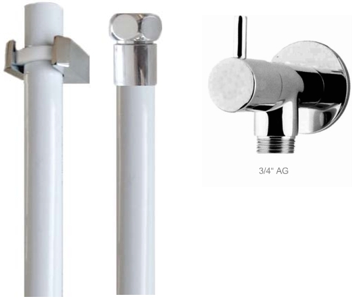 Kneipp/Sauna-Garnitur chrom/weiß Schl.3/4"-200cm, Hahn "Mod.R20" 3/4" 