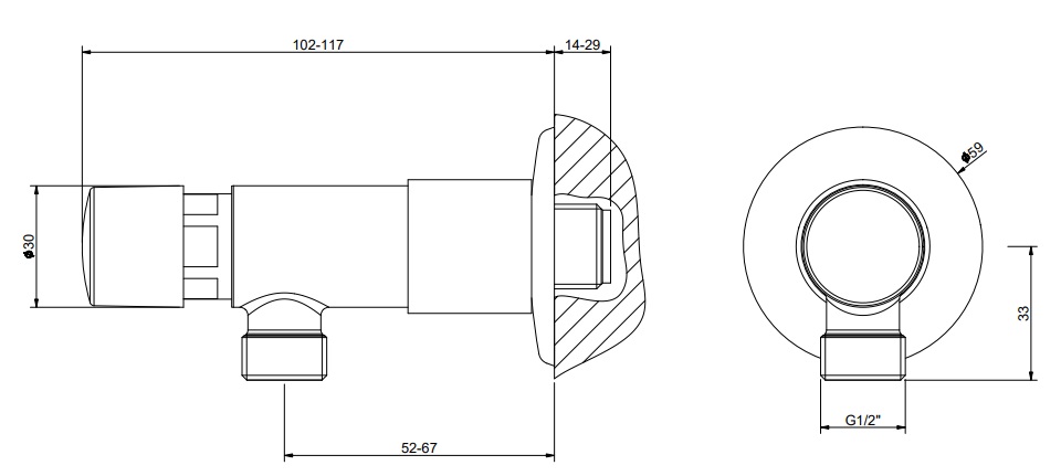 *Selbstschluss Wandventil 1/2"AGx1/2"AG, ohne Auslauf *Bedienungshinweise/Beipackzettel beachten