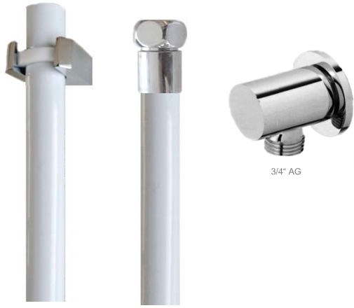 3/4"Kneipp/Sauna-Grn.L=200cm, "Modern20" chrom/weiß 3/4"AG, inkl.Wandanschl.u.Halterung 