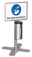 Tischständer für Desinfektionsmittelspender 71-4200+40-4286 H=65cm, m.Hinweisschild, Edelstahl 