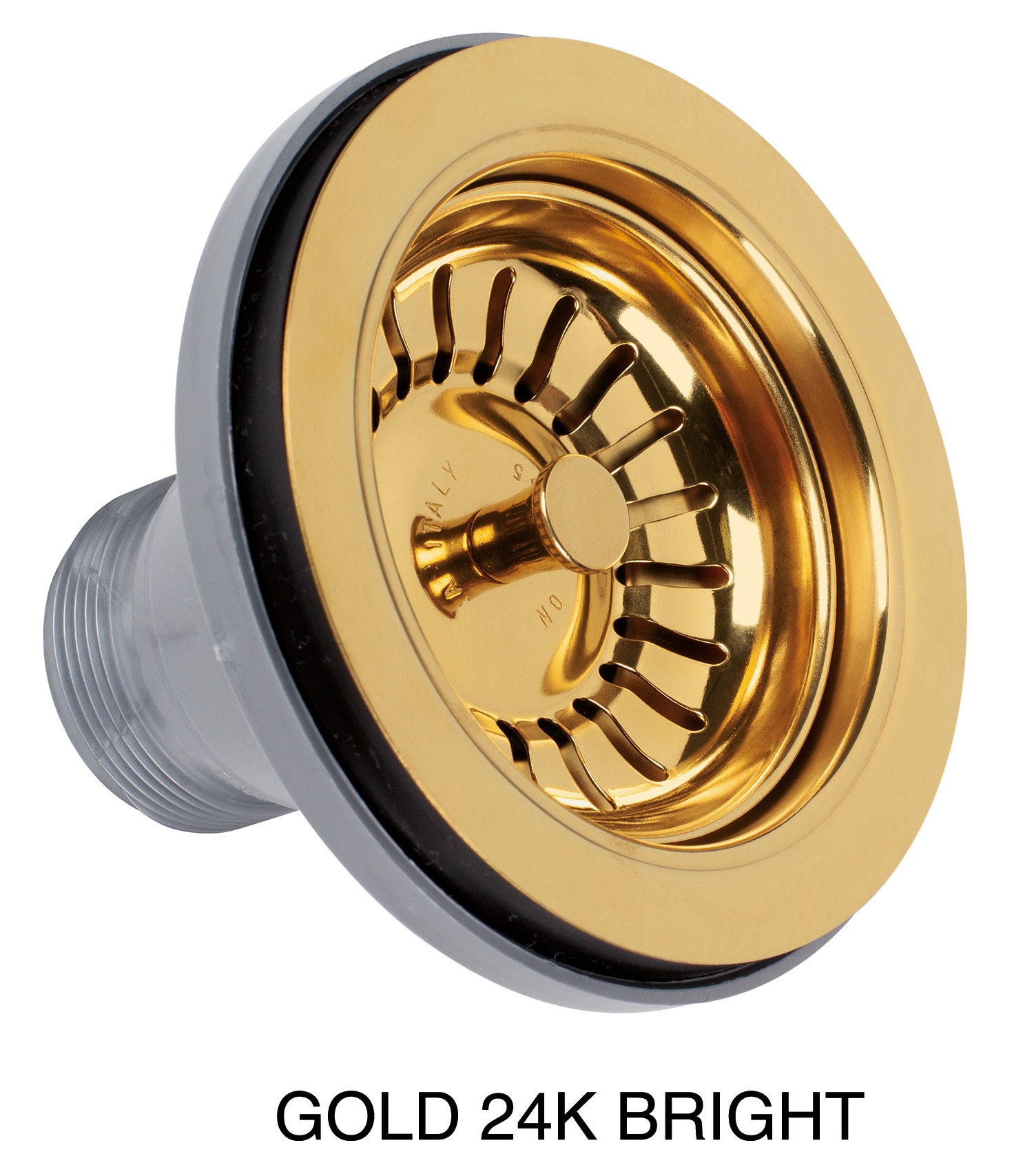 *Kunststoff Spülbecken-Ablaufventil 90mm 6/4" mit ES Sieb-Körbchen, GOLD 24K *ACHTUNG beigepackte Pflegehinweise beachten