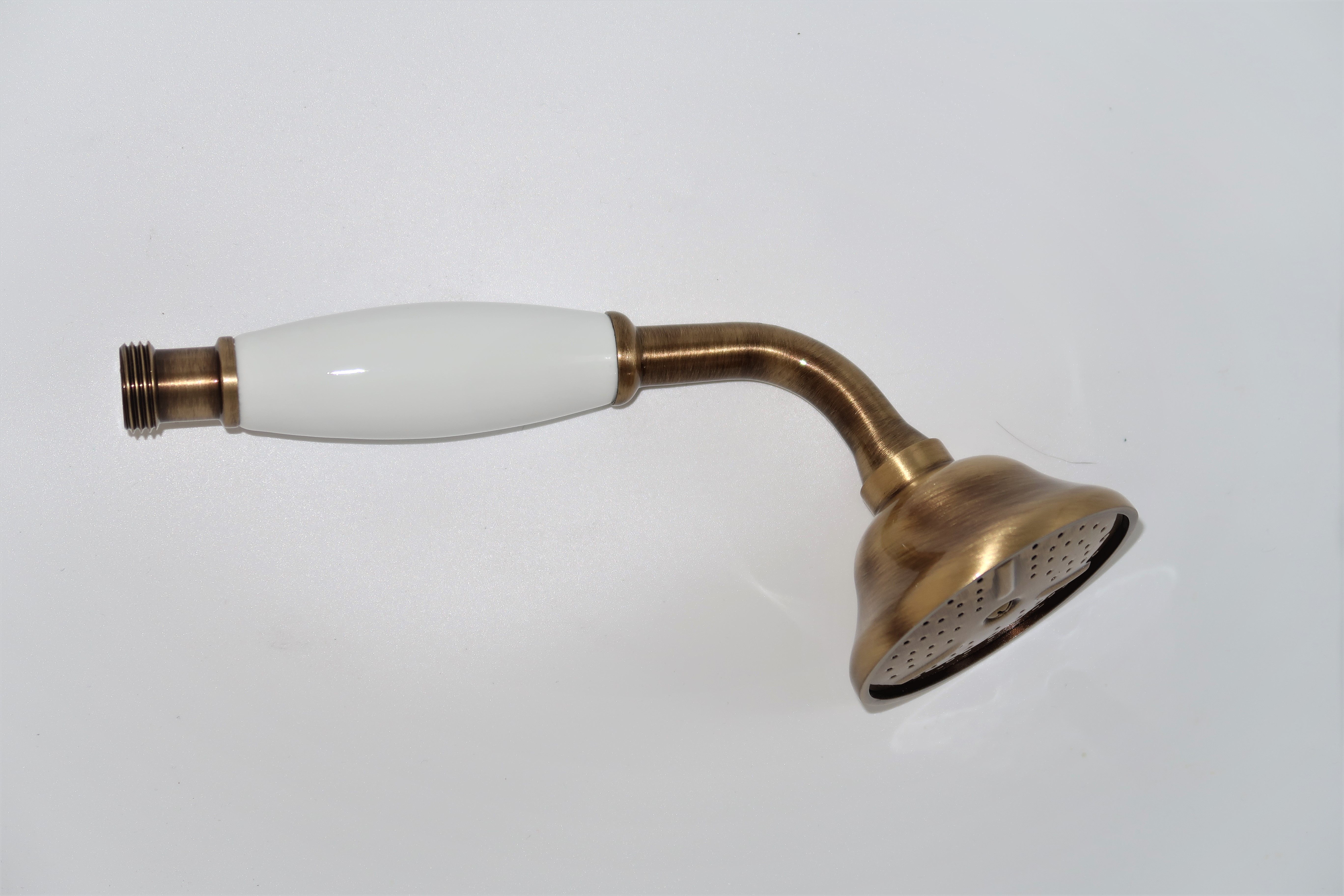 *KLASSIK Handbrause Retro "Nr.1" 1/2"AG, Messing bronze, Gr. Porzellan *ACHTUNG beigepackte Pflegehinweise beachten
