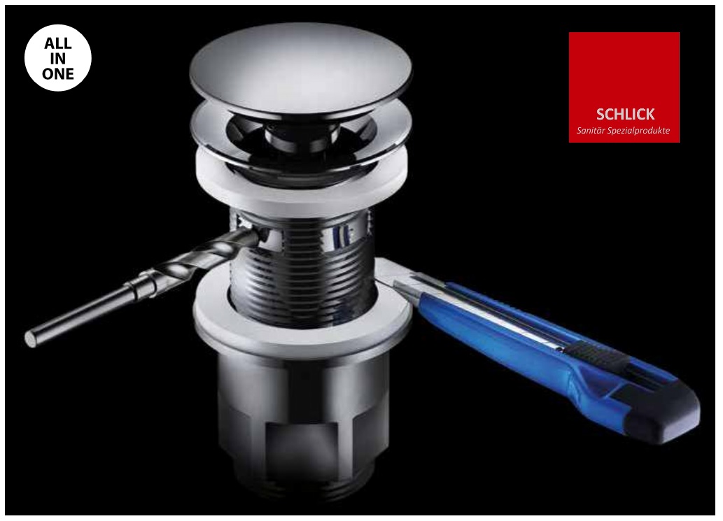 all-in-one Ablaufgarnitur 5/4", starr.od.Klick-Verschluss mit.od.ohne.Überlauf, 0-80mm, ABS chrom 