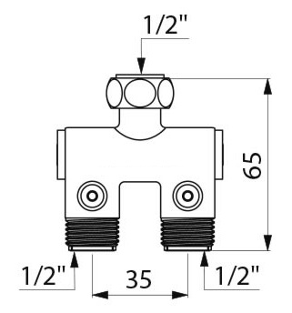 Mini Aufsatz Vormischventil, inkl.RV+Filter 1/2"ÜMx1/2"AG, Ms vernickelt 