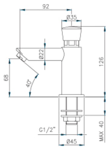 *Selbstschluss Waschtisch-Standventil 1/2"AG, Messing verchromt *Bedienungshinweise/Beipackzettel beachten