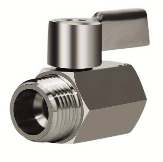 EDELSTAHL Mini-Kugelhahn m.Edelstahl-Griff 1"IGx1"AG, 1.4401, AISI316, V4A 