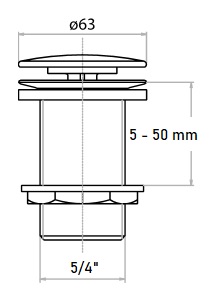 *Schaftventil m.Permanentstopfen oh.ÜL 5/4", S=10-45mm, Edelstahl optik *Achtung Pflegehinweise beachten!