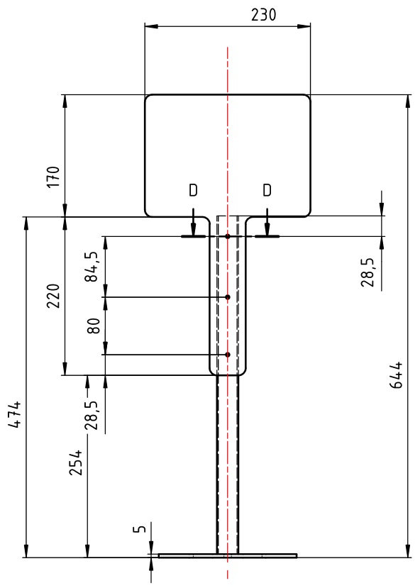 Tischständer für Desinfektionsmittelspender 71-4200+40-4286 H=65cm, m.Hinweisschild, Edelstahl 