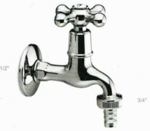 KLASSIK Hahn m.Schlauchverschr. 1/2"AG, L=10cm, inkl.Ros., chrom 