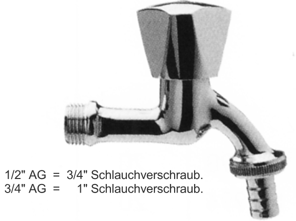 Auslaufhahn Objekt m.Schl-Verschr. 3/4"AG, L=10cm oh.Ros., chrom 