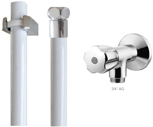 Kneipp/Sauna-Garnitur chrom/weiß Schl.3/4"-200cm, Hahn Klassik 3/4"x3/4" 