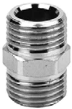 Doppelnippel, Messing verchromt 1/4"AGx1/4"AG 