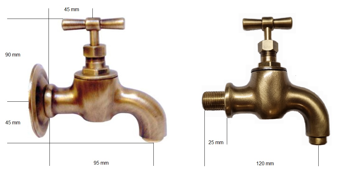 *Nostalgischer Brunnenhahn "Kreta" 1/2"AG, L=10cm, Ms bronziert *Achtung Pflegehinweise beachten!