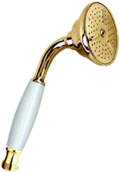 *KLASSIK Handbrause Retro "Nr.1" 1/2"AG, Messing gold, Gr. Porzellan *ACHTUNG beigepackte Pflegehinweise beachten