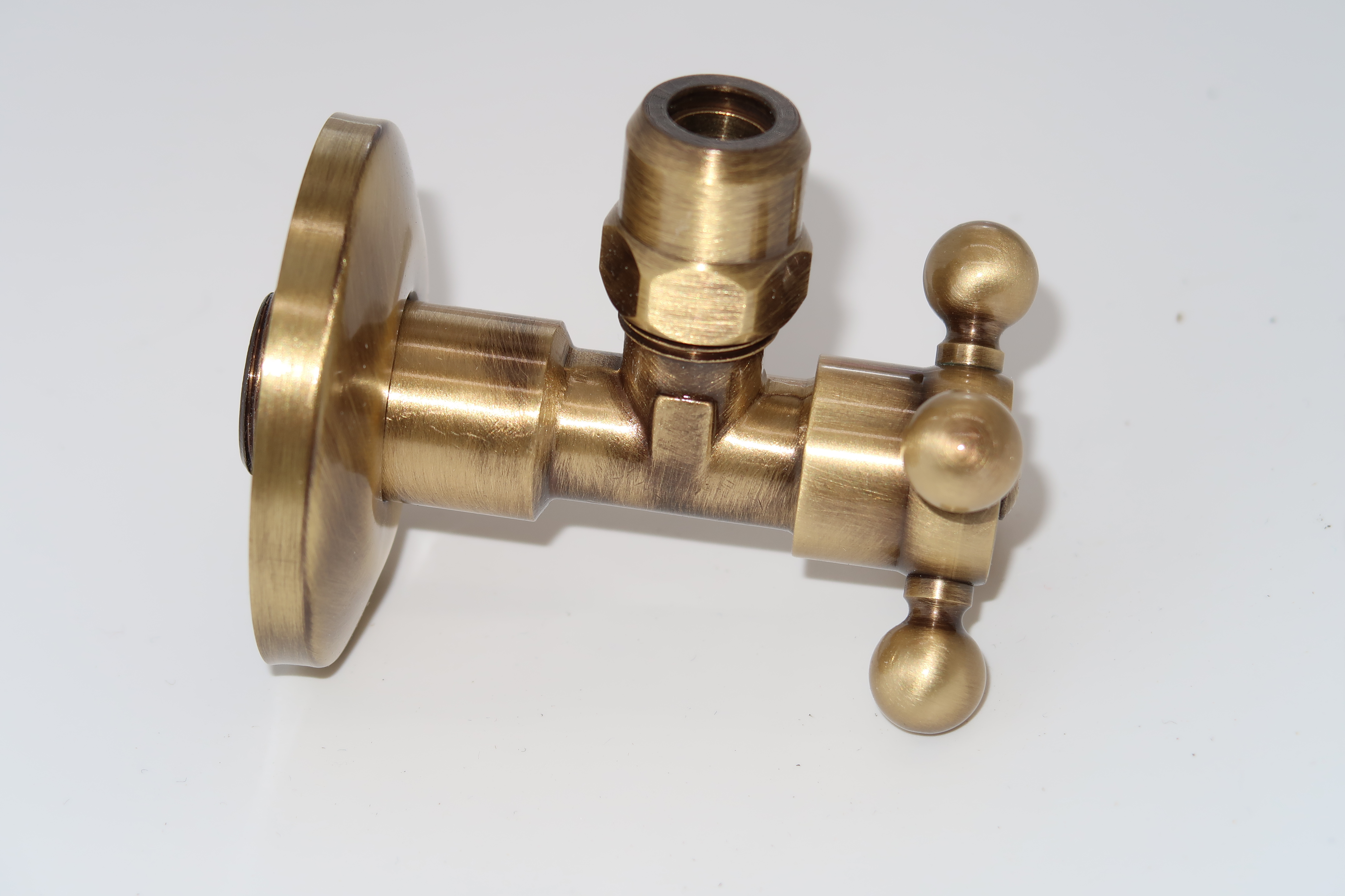 *Eckventil mit Kreuzgriff Retro 1/2"AGx10mm, Messing bronziert *ACHTUNG beigepackte Pflegehinweise beachten