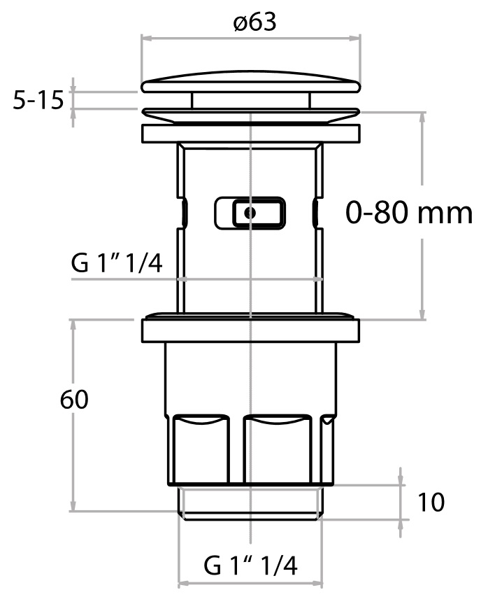 all-in-one Ablaufgarnitur 5/4", starr.od.Klick-Verschluss mit.od.ohne.Überlauf, 0-80mm, ABS chrom 