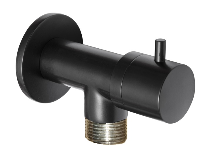 *Geräte Anschlussventil m.Rückflussverh. 1/2"AGx3/4"AG, inkl.Ros, Ms schwarz matt *ACHTUNG beigepackte Pflegehinweise beachten