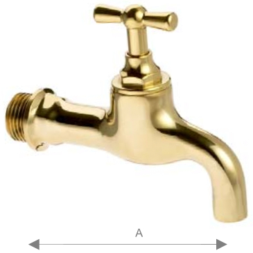 Wasserhahn "Bassena", T-Knebelgriff 3/8"AG, mit Schnabelausl., Ms poliert 