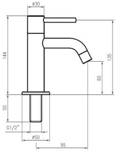 DESIGN Kaltwasser Standventil 1/2"AG, chrom 