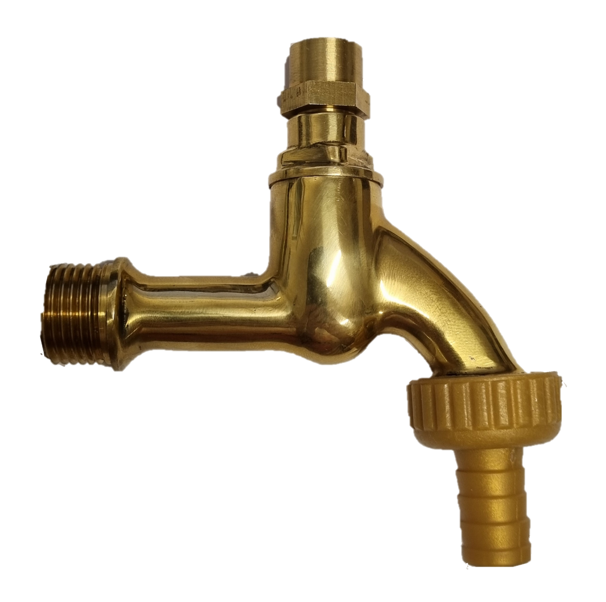 Auslaufventil m.Steckschlüsselbetätigung 1/2"x3/4", mit Schl-Verschr, Ms poliert 