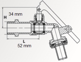 Auslauf Kugelhahn m.Vorhängeschloß 1/2"x3/4"AG , roter Griff 