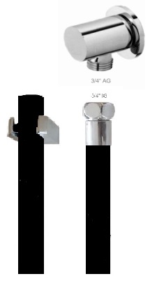 3/4"Kneipp/Sauna-Grn.L=200cm, "Modern20" chrom/schwarz 3/4"AG, inkl.Wandanschl.u.Halterung 