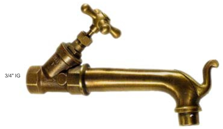 *Nostalgischer Brunnenhahn m. Eimerhaken 3/4"IG, L=20cm, Ms bronziert *Achtung Pflegehinweise beachten!