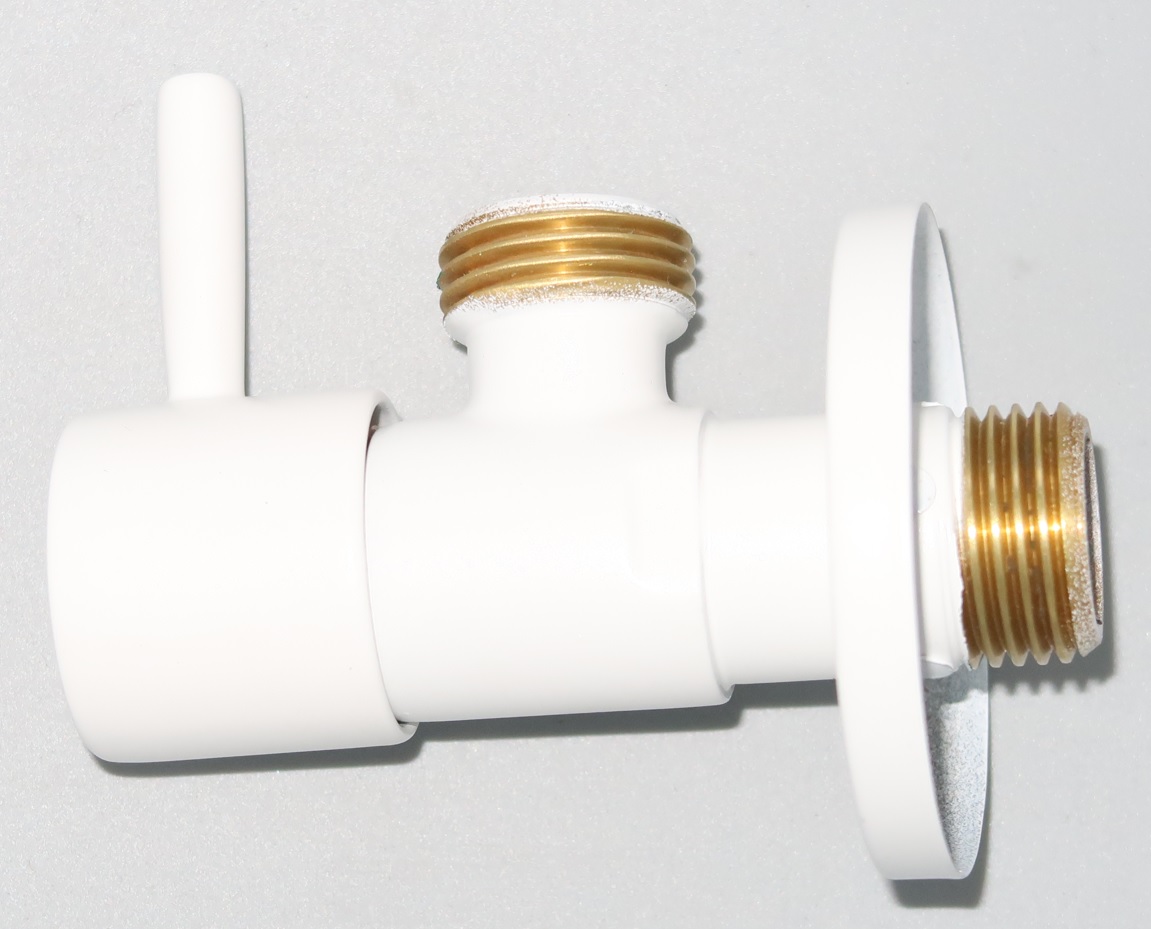 *DESIGN Eckventil m.Hebelgriff "M" 1/2"AGx1/2"AG, Messing weiß-matt *ACHTUNG beigepackte Pflegehinweise beachten