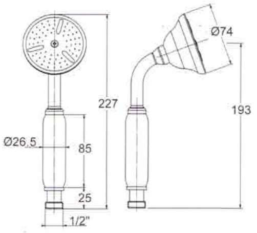*KLASSIK Handbrause Retro "Nr.1" 1/2"AG, Messing bronze *ACHTUNG beigepackte Pflegehinweise beachten
