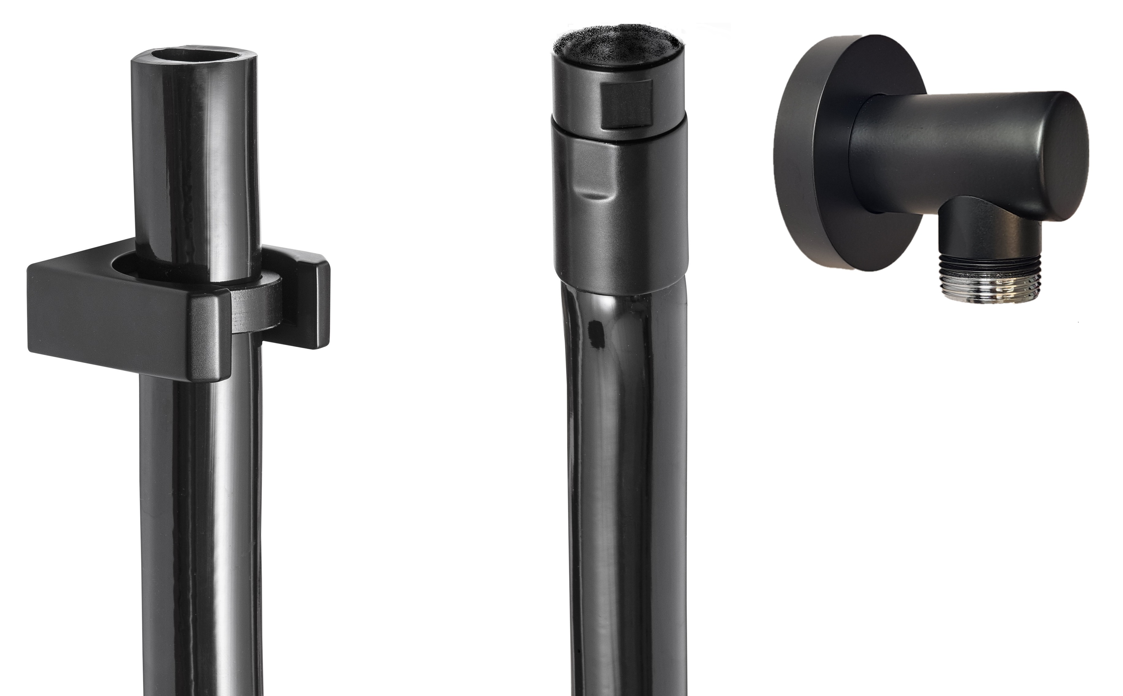 *3/4"Kneipp/Sauna-Grn.L=200cm, "Modern20" schwarz, schwarz-matt 3/4"AG, inkl.Wandanschl.u.Halterung *ACHTUNG beigepackte Pflegehinweise beachten