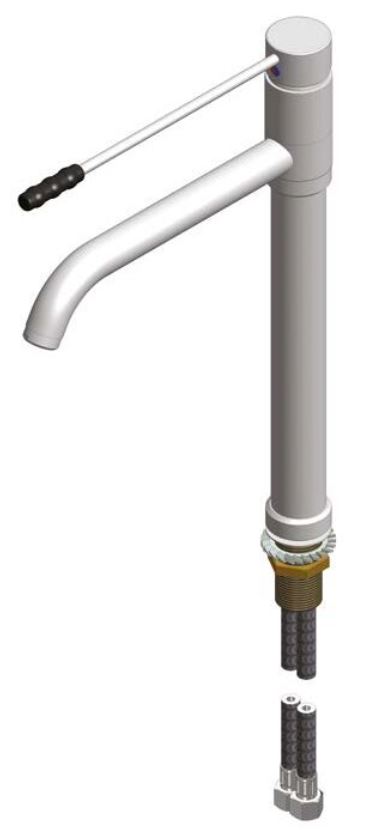 *Labor Stand-Armhebelmischer "WPC/WPH" H=300mm, A=230mm 2xFlex3/8"ÜM, Schwenkauslauf, RAL7035 *Laborarmaturen sind von einer Rückgabe ausgeschlossen