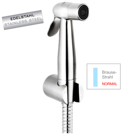 *BIDET / WC Set "BANGKOK 1" Brausestrahl inkl.Schl/WH, 1/2"IG, Edelstahl sat. *ACHTUNG Beipackzettel beachten