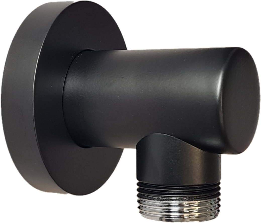 *Wandanschlussbogen "Modern R20" inkl.Rosette 1/2"+3/4"IGx3/4"AG, Messing schwarz/matt *ACHTUNG beigepackte Pflegehinweise beachten