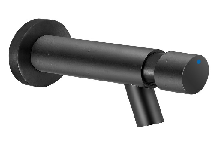 *Selbstschluss Wand-Auslaufventil 1/2"AG Ms schwarz-matt, A=185mm, ca.15s@3bar *Achtung Pflegehinweise beachten!