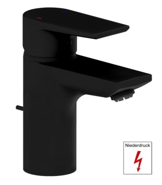 Std. Einhebel Waschtischarmatur NIEDERDRUCK inkl.Abl.-Grn., schwarz-matt 