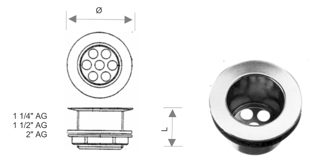 Edelstahl Siebventil 6/4"AG, mit Flanschmutter 