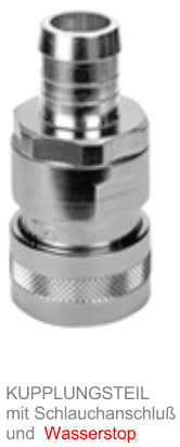 *NITO Schlauchkupplung m. Wasserstop 3/4"Schlauch, Messing verchromt *Vorabsperrung erforderlich, WSK dürfen nicht permanent unter Druck stehen