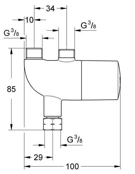FG Grohtherm Micro Untertisch-Thermostat therm.Verbrühschutz oh.Anschl.-Set, chr. 