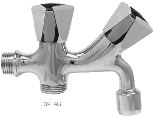 Auslaufventil m.Perlator u.2.Absperrv. 1/2"x3/4", Messing poliert verchromt  Auslaufventil m.Perlator u.2.Absperrv. 1/2"x3/4", Messing poliert verchromt