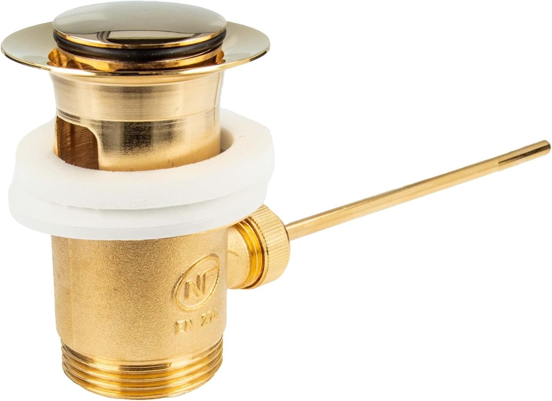 Ablaufgarnitur mit Exzenterstopfen und Stange 5/4", Messing blank 