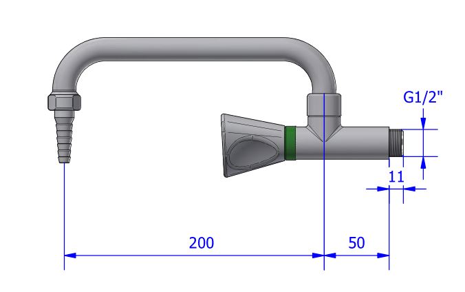 *Lab. Schwenkventil "WDC" Ms chem.NI 1/2"AG, U-Auslauf 200mm, RAL7035 *Laborarmaturen sind von einer Rückgabe ausgeschlossen