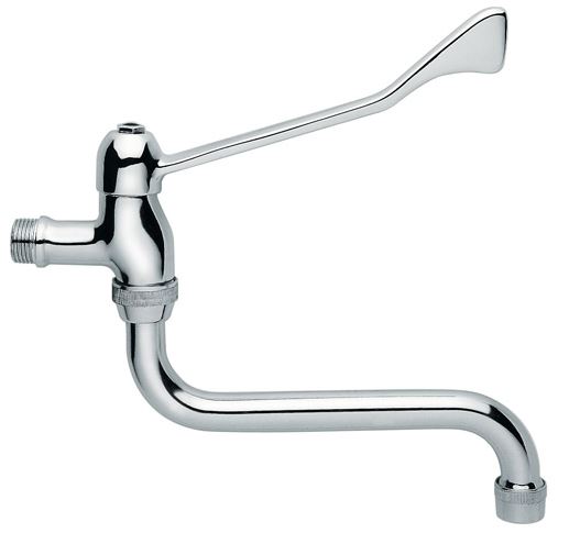 *KW-Wandventil mit Armhebel m.Schwenkauslauf 1/2"AG, A=225mm, Hebel L=174mm, MS chrom *max. 5 bar und 70°